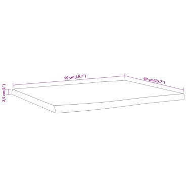 vidaXL Επιφάνεια Τραπεζιού Ορθογώνια 50x40x2,5cm Μασίφ Ξύλο Ακακίας 1 τεμ.