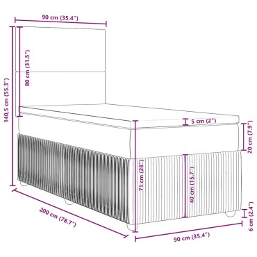 vidaXL Κρεβάτι Boxspring με Στρώμα Σκούρο Πράσινο 90x200 εκ. Βελούδινο