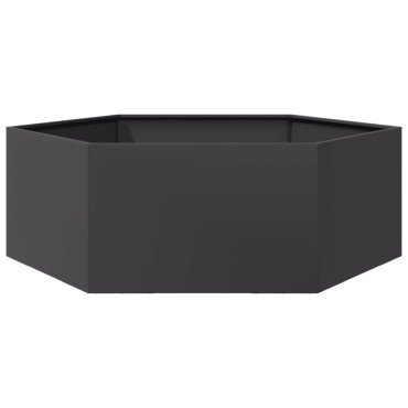 vidaXL Ζαρντινιέρα Κήπου Εξάγωνη Μαύρη 138x120x45 εκ. Ατσάλι