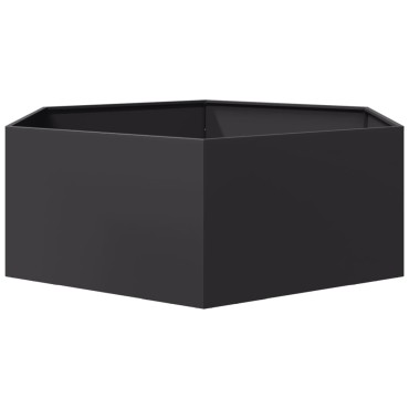 vidaXL Ζαρντινιέρα Κήπου Εξάγωνη Μαύρη 138x120x45 εκ. Ατσάλι