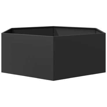 vidaXL Ζαρντινιέρα Κήπου Εξάγωνη Μαύρη 138x120x45 εκ. Ατσάλι