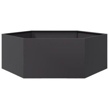 vidaXL Ζαρντινιέρα Κήπου Εξάγωνη Μαύρη 138x120x45 εκ. Ατσάλι