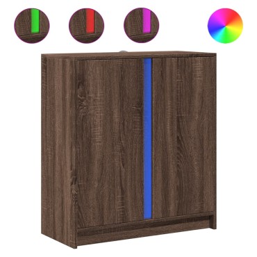 vidaXL Ντουλάπι με Φώτα LED Καφέ Δρυς 77x34x85cm Επεξεργασμένο Ξύλο 1 τεμ.