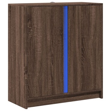 vidaXL Ντουλάπι με Φώτα LED Καφέ Δρυς 77x34x85cm Επεξεργασμένο Ξύλο 1 τεμ.