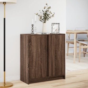 vidaXL Ντουλάπι με Φώτα LED Καφέ Δρυς 77x34x85cm Επεξεργασμένο Ξύλο 1 τεμ.