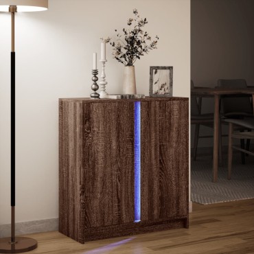 vidaXL Ντουλάπι με Φώτα LED Καφέ Δρυς 77x34x85cm Επεξεργασμένο Ξύλο 1 τεμ.