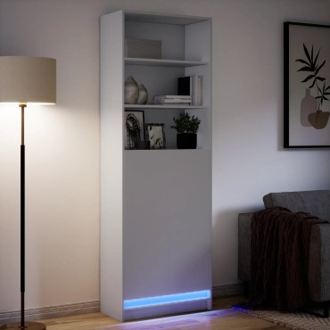 vidaXL Ντουλάπι με LED Λευκό 69x32,5x200cm από Επεξεργασμένο Ξύλο 1 τεμ.