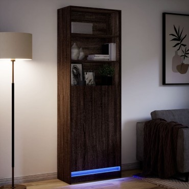 vidaXL Ντουλάπι με LED Δρυς 69x32,5x200cm από Επεξεργασμένο Ξύλο 1 τεμ.