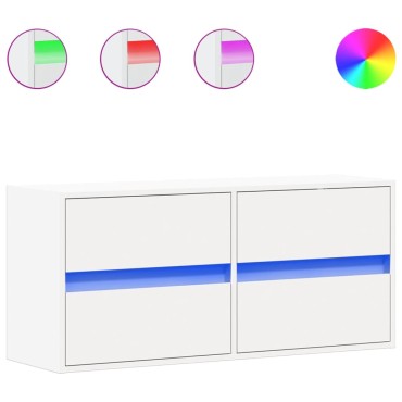 vidaXL Έπιπλο Τοίχου Τηλεόρασης με LED Λευκό 100x31x45cm