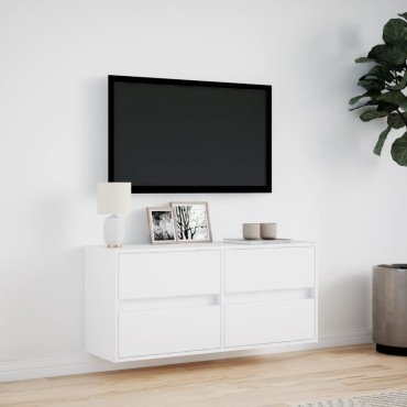 vidaXL Έπιπλο Τοίχου Τηλεόρασης με LED Λευκό 100x31x45cm