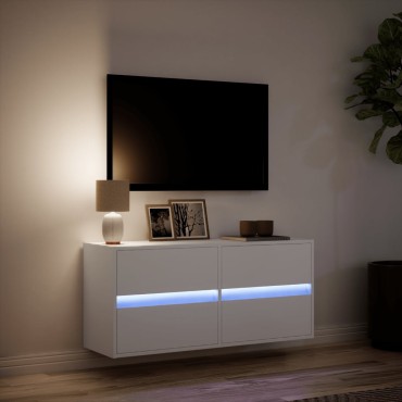 vidaXL Έπιπλο Τοίχου Τηλεόρασης με LED Λευκό 100x31x45cm