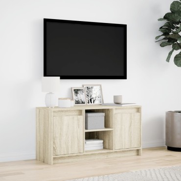 vidaXL Έπιπλο Τηλεόρασης με LED Sonoma Δρυς 100x34x50cm Επεξ. Ξύλο