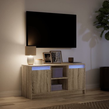 vidaXL Έπιπλο Τηλεόρασης με LED Sonoma Δρυς 100x34x50cm Επεξ. Ξύλο