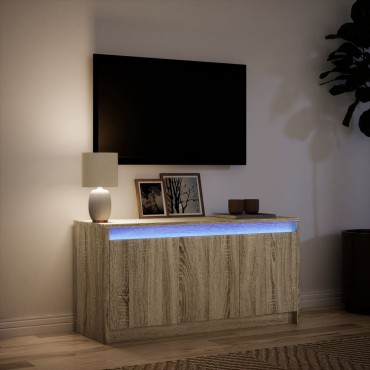 vidaXL Έπιπλο Τηλεόρασης με LED Sonoma Δρυς 100x34x50cm Επεξ. Ξύλο