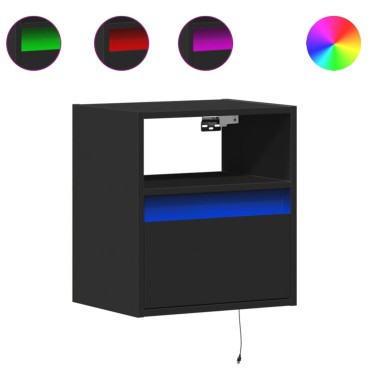 vidaXL Έπιπλο Τοίχου Τηλεόρασης με LED Μαύρο 41x31x45cm