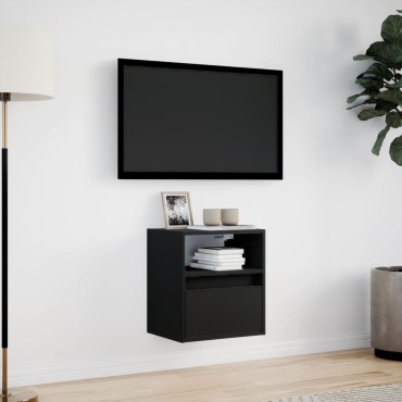vidaXL Έπιπλο Τοίχου Τηλεόρασης με LED Μαύρο 41x31x45cm