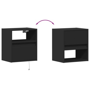 vidaXL Έπιπλο Τοίχου Τηλεόρασης με LED Μαύρο 41x31x45cm