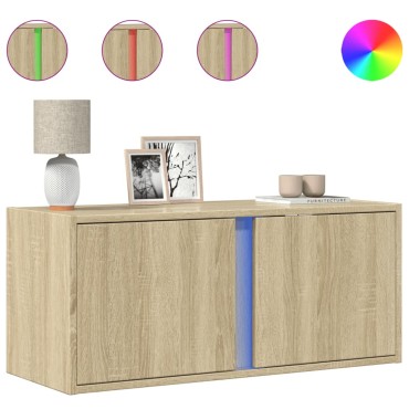 vidaXL Έπιπλο Τοίχου Τηλεόρασης με LED Sonoma Δρυς 80x31x35cm