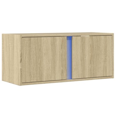 vidaXL Έπιπλο Τοίχου Τηλεόρασης με LED Sonoma Δρυς 80x31x35cm