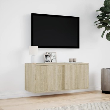 vidaXL Έπιπλο Τοίχου Τηλεόρασης με LED Sonoma Δρυς 80x31x35cm