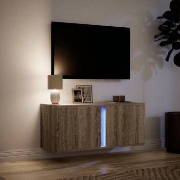 vidaXL Έπιπλο Τοίχου Τηλεόρασης με LED Sonoma Δρυς 80x31x35cm