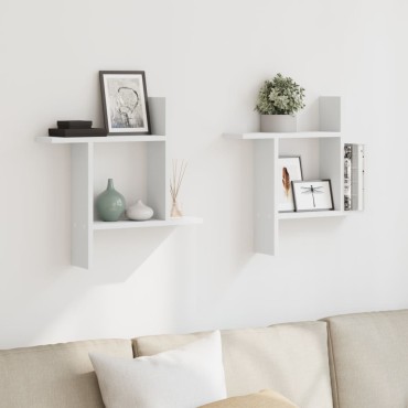 vidaXL Ραφιέρες Τοίχου 2 τεμ. Λευκές 50x12x50cm από Επεξ. Ξύλο