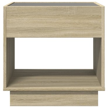 vidaXL Τραπεζάκι Σαλονιού Άπειρο Φως LED Sonoma Δρυς 50x50x50cm 1 τεμ.