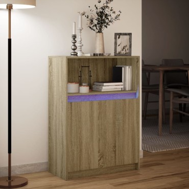 vidaXL Ντουλάπι με Φώτα LED Sonoma Δρυς 72x34x100cm Επεξεργασμένο Ξύλο 1 τεμ.