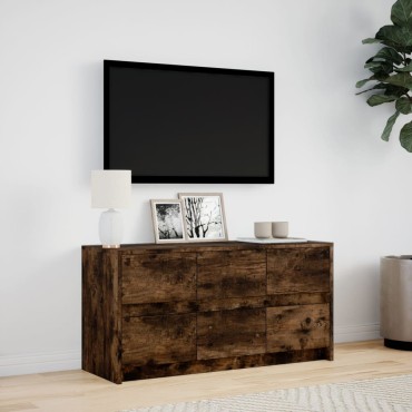 vidaXL Έπιπλο Τηλεόρασης με LED Καπνιστή Δρυς 100x34x50cm Επεξ. Ξύλο