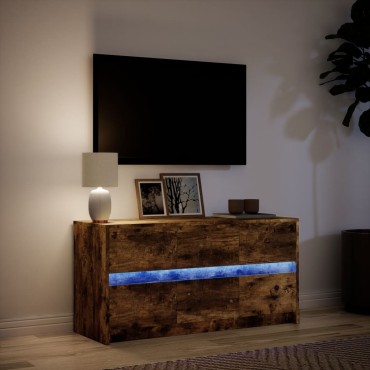 vidaXL Έπιπλο Τηλεόρασης με LED Καπνιστή Δρυς 100x34x50cm Επεξ. Ξύλο