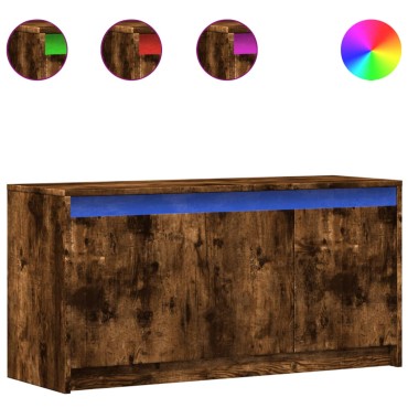 vidaXL Έπιπλο Τηλεόρασης με LED Καπνιστή Δρυς 100x34x50cm Επεξ. Ξύλο