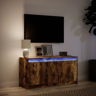 vidaXL Έπιπλο Τηλεόρασης με LED Καπνιστή Δρυς 100x34x50cm Επεξ. Ξύλο