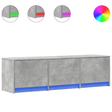 vidaXL Έπιπλο Τηλεόρασης με LED Γκρι Σκυρ. 140x34x40cm Επεξ. Ξύλο