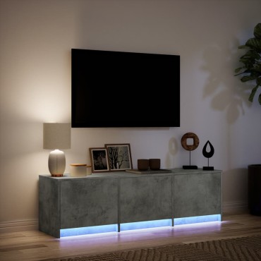 vidaXL Έπιπλο Τηλεόρασης με LED Γκρι Σκυρ. 140x34x40cm Επεξ. Ξύλο