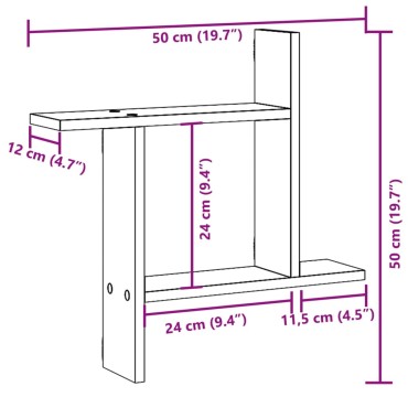 vidaXL Ραφιέρες Τοίχου 2 τεμ. Sonoma Δρυς 50x12x50cm από Επεξ. Ξύλο