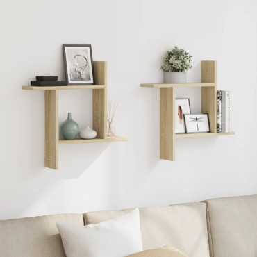 vidaXL Ραφιέρες Τοίχου 2 τεμ. Sonoma Δρυς 50x12x50cm από Επεξ. Ξύλο