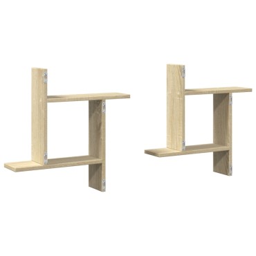 vidaXL Ραφιέρες Τοίχου 2 τεμ. Sonoma Δρυς 50x12x50cm από Επεξ. Ξύλο