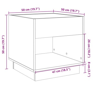 vidaXL Κομοδίνο Άπειρο Φως LED Καπνιστή Δρυς 50x50x50cm 1 τεμ.