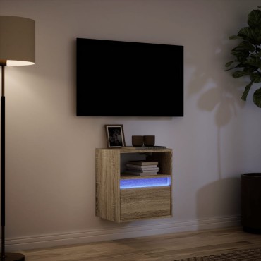vidaXL Έπιπλο Τοίχου Τηλεόρασης με LED Sonoma Δρυς 41x31x45cm