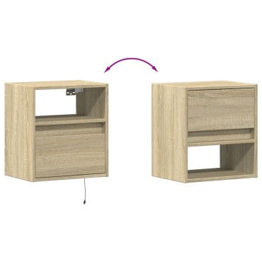 vidaXL Έπιπλο Τοίχου Τηλεόρασης με LED Sonoma Δρυς 41x31x45cm