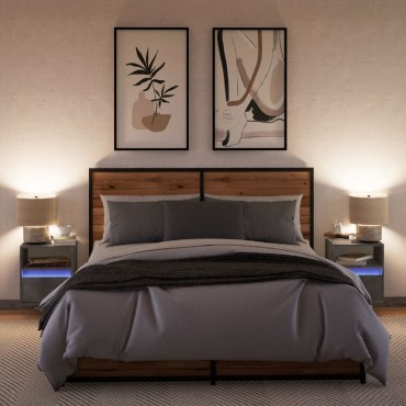 vidaXL Έπιπλα Τηλεόρασης με LED 2 τεμ. Γκρι Σκυροδέματος 41x31x45cm