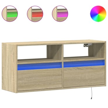 vidaXL Έπιπλο Τοίχου Τηλεόρασης με LED Sonoma Δρυς 100x31x45cm