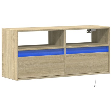 vidaXL Έπιπλο Τοίχου Τηλεόρασης με LED Sonoma Δρυς 100x31x45cm