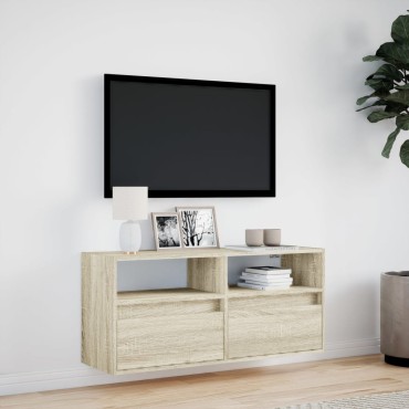 vidaXL Έπιπλο Τοίχου Τηλεόρασης με LED Sonoma Δρυς 100x31x45cm