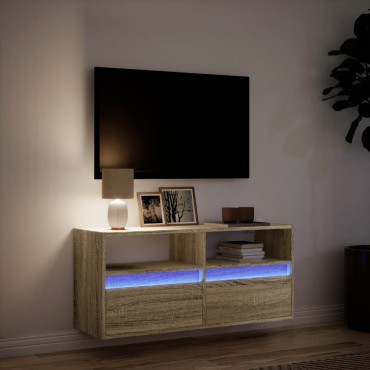 vidaXL Έπιπλο Τοίχου Τηλεόρασης με LED Sonoma Δρυς 100x31x45cm