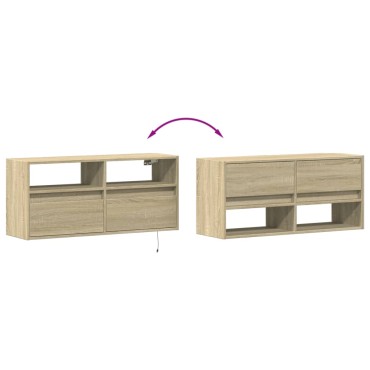 vidaXL Έπιπλο Τοίχου Τηλεόρασης με LED Sonoma Δρυς 100x31x45cm