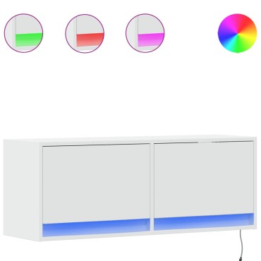 vidaXL Έπιπλο Τοίχου Τηλεόρασης με LED Λευκό 100x31x38cm