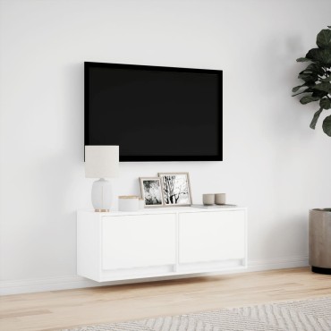 vidaXL Έπιπλο Τοίχου Τηλεόρασης με LED Λευκό 100x31x38cm