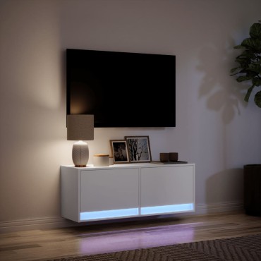 vidaXL Έπιπλο Τοίχου Τηλεόρασης με LED Λευκό 100x31x38cm