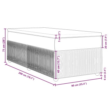 vidaXL Κρεβάτι Boxspring με Στρώμα Σκούρο Πράσινο 90x200cm Βελούδινο 1 τεμ. - Μονό